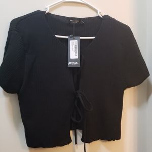 Nasty Gal Crop Tie Sweater